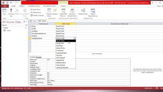 DBVS MS Access datnes izveide un tabulas struktūras veidošana