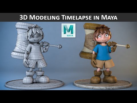 3D Modeling Timelapse Hammer Boy Modeling and UV Mapping