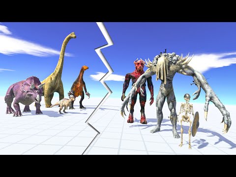 INFERNALS TEAM vs HERBIVORE DINOSAURS TEAM | FREE BATTLE | Animal Revolt Battle Simulator