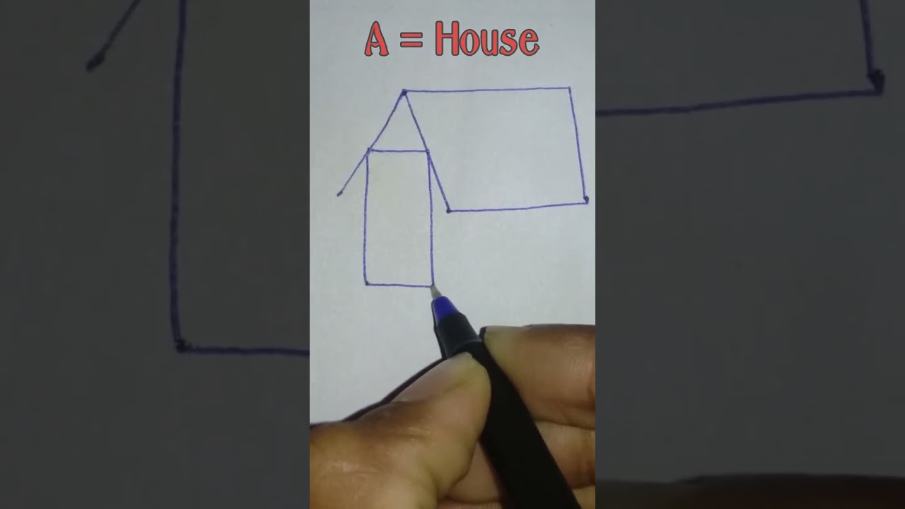 How to draw a house with A || House draw with A || A = House