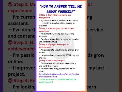 How to Answer “Tell Me About Yourself” | Job Interview Tips in English