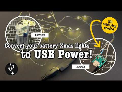 Converting battery Xmas lights to USB power – no soldering required