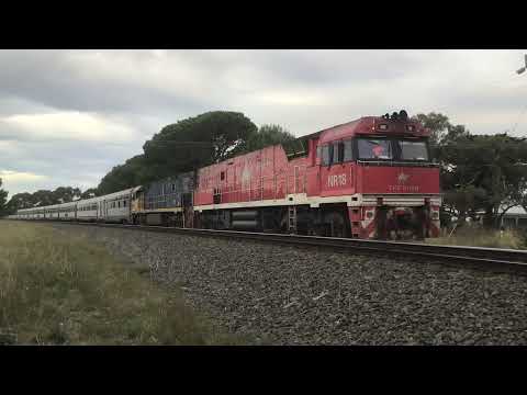 2MA8 The Ghan with NR18 and NR48 sitting at Inverleigh￼ Getting ready to head to￼ Darwin 5/4/2022