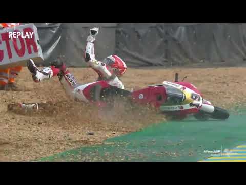 Andi Farid Izdihar Crash Fp3 GP lemans France #moto3 #indonesia #hondateam asia