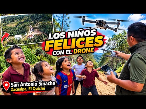 La increíble alegría de los niños al ver volar mi DRONE! | San Antonio Sinache, Zacualpa