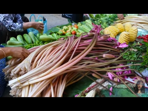 Life In Cambodian Market, Natural Living In Asian Market Street Food