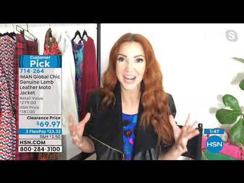 IMAN Global Chic Genuine Lamb Leather Moto Jacket