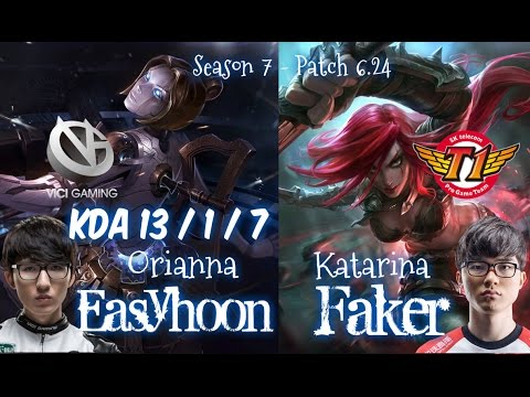 VG Easyhoon ORIANNA vs SKT T1 Faker KATARINA Mid - Patch 6.24 KR Ranked