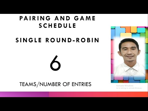 Single Round Robin; Pairing and Game schedule for 6 teams