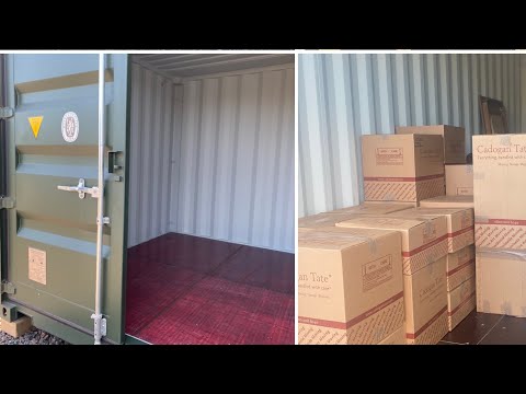 A short talk showing half size 10 foot shipping container units used for self storage purposes.