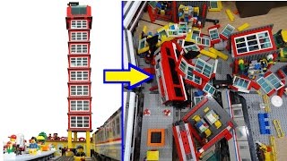 Hilarious Lego train - skyscraper crash