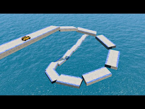 Impossible Broken Spiral Bridge Crossing Stunt Cars Vs Cliff and Deep Water - BeamNG.Drive