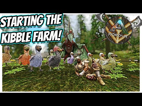 BASE SETUP, TRYING TO TAME A HERBI AND FLYERS AND KIBBLE FARM!! || Ark Primal Fear Fjordur Ep 4!