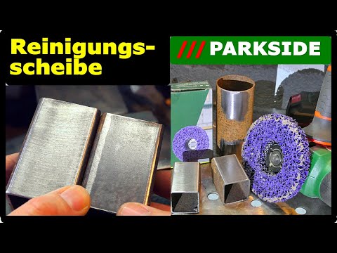 Parkside cleaning disc in the test | Cleaning disc vs. fan-shaped disc