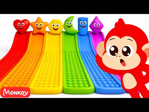 Learn Colors Red, Orange, Yellow, Pink, Green, Blue, Purple 🌈🎶 Colors for Kids | Monkey Junior