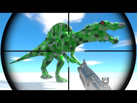 Remastered Spinosaurus Creeper VS ALL Weapons FPS Perspective - Animal Revolt Battle Simulator #2