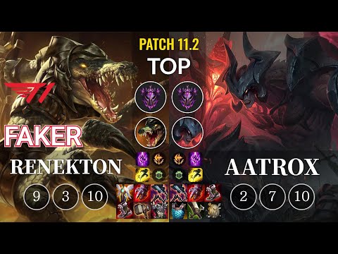 T1 Faker Renekton vs Aatrox Top - KR Patch 11.2