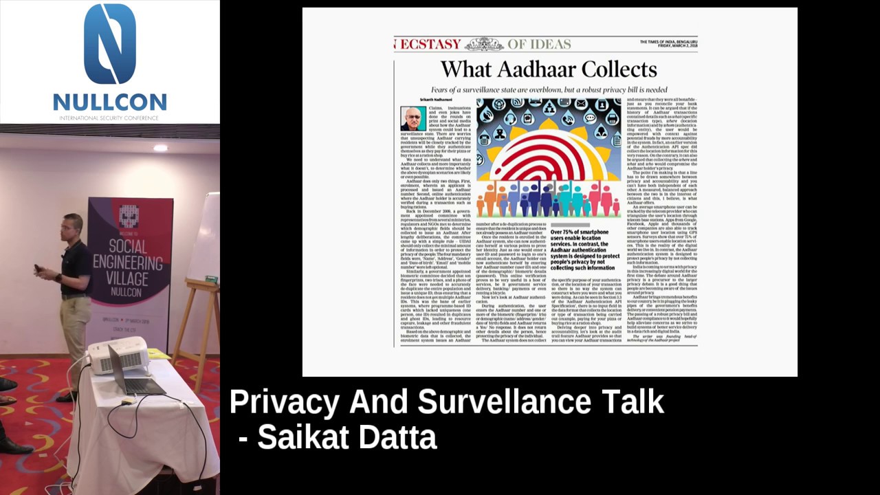 Nullcon Goa 2018:- Privacy and Surveillance Talk