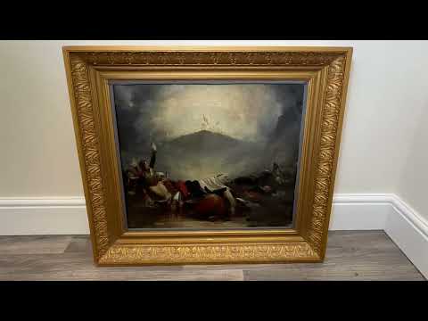 Dramatic French 19th Century Napoleonic Military Battle Of Borodino Victory Oil Painting