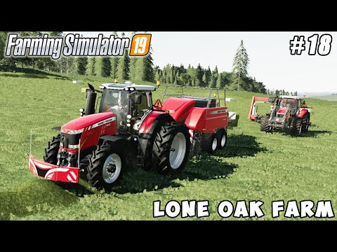Making 216 silage bales from grass | Lone Oak Farm | Farming simulator 19 | Timelapse #18