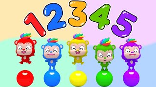 Download lagu 5 Little Monkeys Jumping On The Bed - Sing Along |  @LimeTube_Brasil Nursery Rhymes Super Lime And Toys mp3
