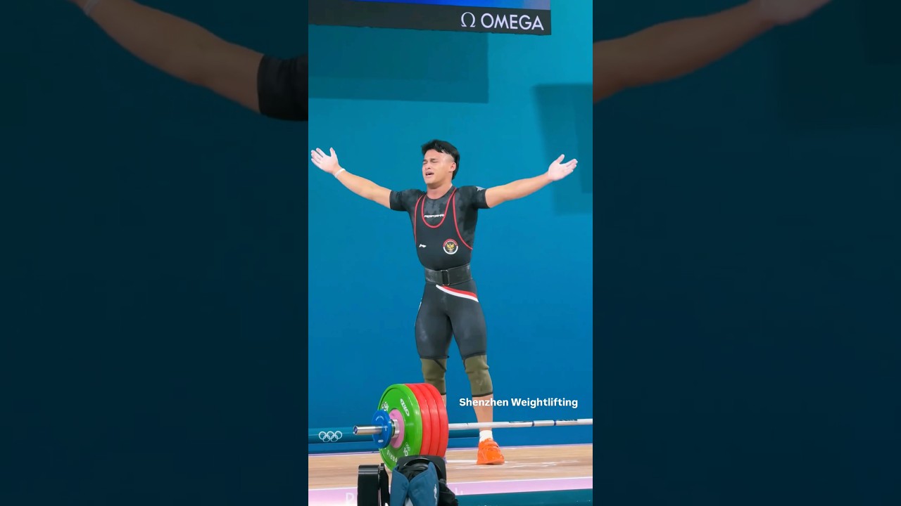 Moment Rizki Juniansyah Gold Medal (M 73Kg) Weightlifting Olympic Paris 2024.