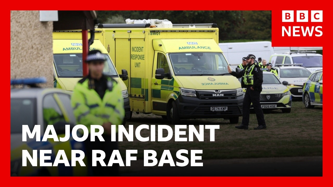 Video: Counter-terror police arrest men near RAF Fairford amid explosives probe