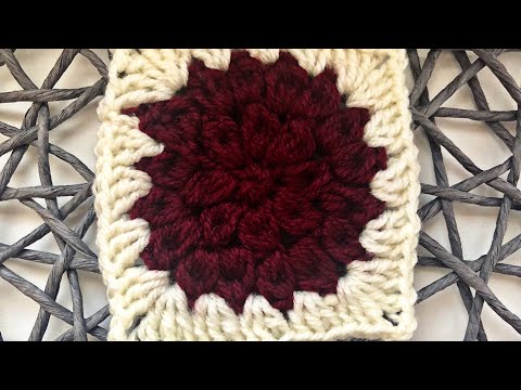 Model de crosetat simplu - Pătratul bunicii/ tehnica puf-puf/ Granny square crochet