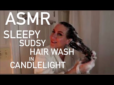 ASMR | SLEEPY SUDSY HAIRWASH IN CANDLE LIGHT (WATER, HAIRBRUSH, WHISPERING SOUNDS) | Lynn Rasmussen