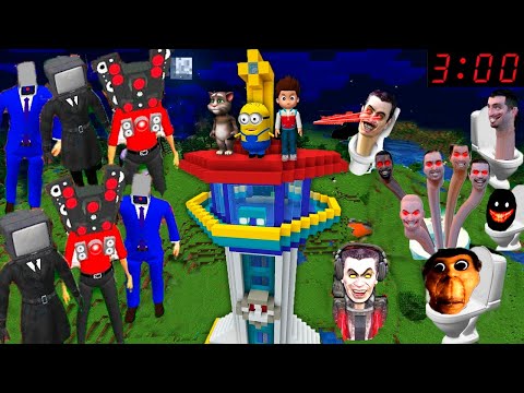 SURVIVAL BASE WITH SKIBIDI TOILET vs TV MAN SPEAKER MAN CAMERAMAN NEXTBOTS in Minecraft PAW PATROL