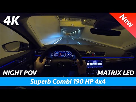 Škoda Superb 3 Combi FL - Night 4K POV test drive & review | LED Matrix test & Launch Control 0-100