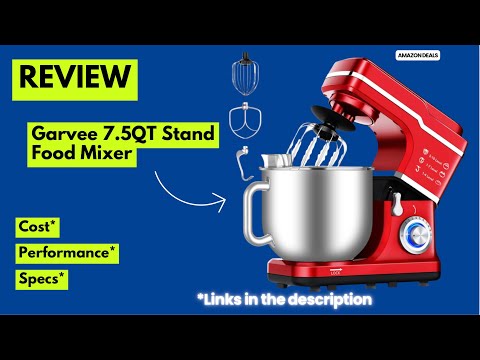 7.5QT Stand Mixer, 660W 10 Speed Tilt-Head Dough Mixer for Baking&Cake, Kitchen Electric Dough Food Mixer with Handle, Stainless Steel Bowl, Whisk, Dough Hook, Beater, Splash Guard for Home Cooks, Red video review thumbnail
