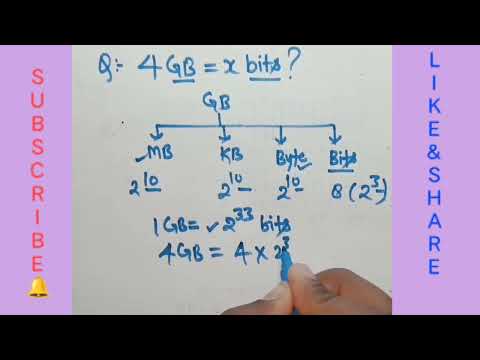 gigabyte to Bits conversion || computer memory Bits , Byte , MB , GB| memory units numerical que