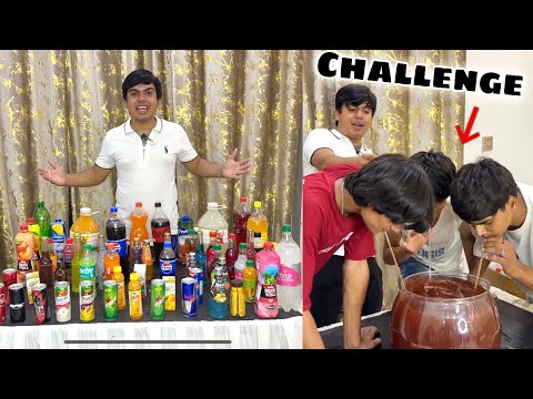 Mixing 100 Cold Drinks Challenge 😎 WHO WIN 🏅 