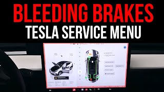 GUIDE TO BLEEDING BRAKES INTHE TESLA SERVICE MENU. REMEMBER TO KEEP FLUID IN RESERVOIR DURING BLEED