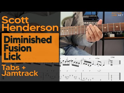 Scott Henderson Diminished Blues Fusion Lick - Tabs & Backing Track -