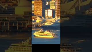 Expedition cruise ship discovers Vancouver with Disney Wonder arriving