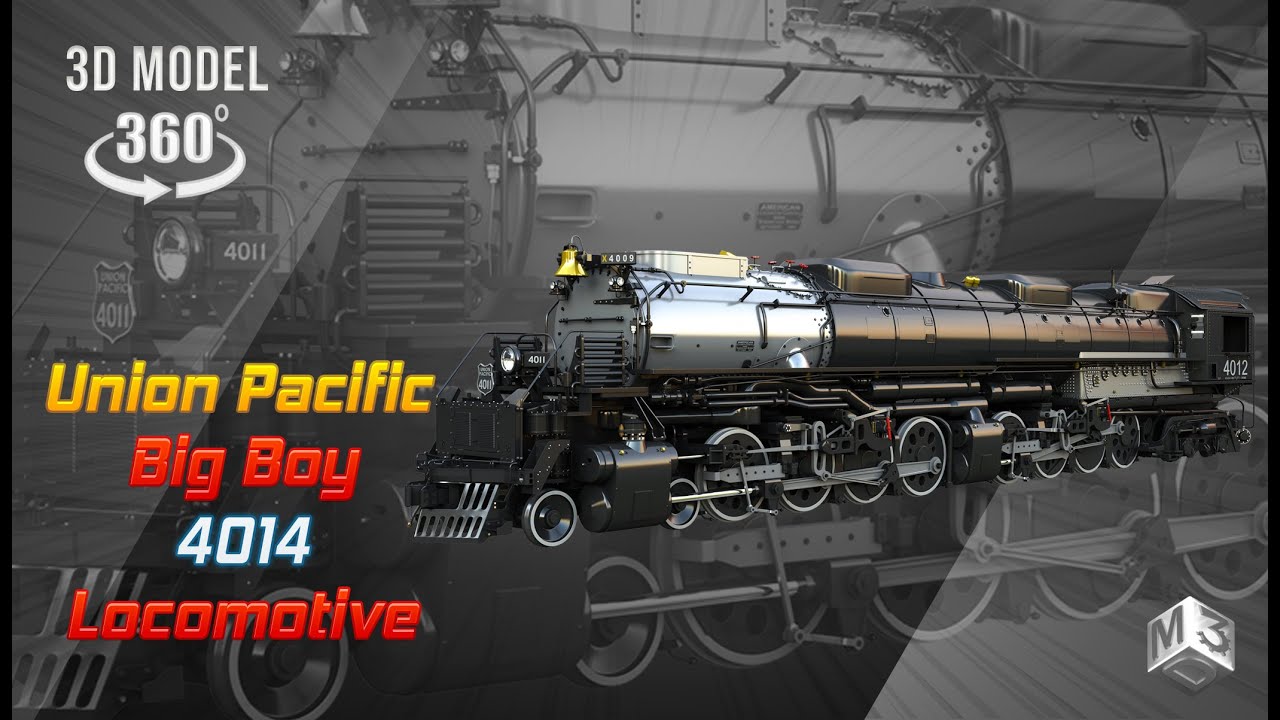 빅 보이 4014 - 석탄 왜건이 달린 증기 기관차 3D 모델