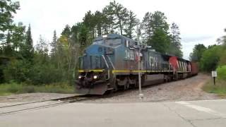 Fast Moving Canadian National Freight Train Laying On Horns
