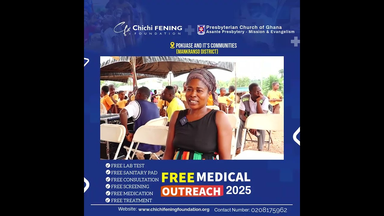 Beneficiaries from the Pokuase community who received free medical care from the Chichi  Foundation.