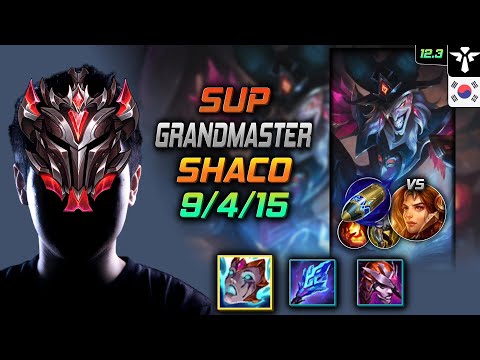GrandMaster Shaco Support vs Leona - 천상계 서폿 샤코 리안드리 선제공격 - LOL KR 12.3