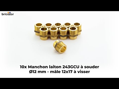 10 X Manchon laiton 243GCU à souder - mâle 12x17 à visser BRICOZOR