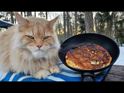 Cat Tries Pancake - On Open Fire!