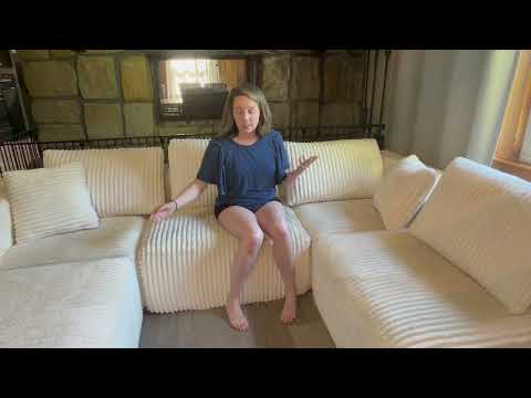 Novilla L-Shape Sectional Couches for Living Room with Smarts Coil® Support, 3 Seater Sectional Sofas for Living Room Bedroom, Corduroy Cloud Couch Sectional, No Assembly(Black, Right Hand Facing) video review thumbnail