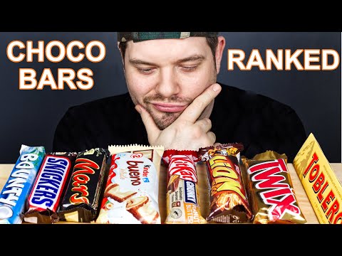 ASMR CHOCOLATE CANDY BARS Eating Sounds (TOBLERONE, SNICKERS, KITKAT, TWIX, KINDER, MARS, LION)