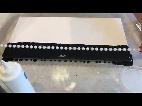 Abstract piano keyboard acrylic pouring - Mardi Gras Swipe technique