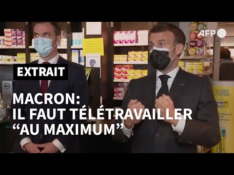 Covid: le télétravail, "il faut s'y mettre" dit Macron aux entreprises | AFP Extrait