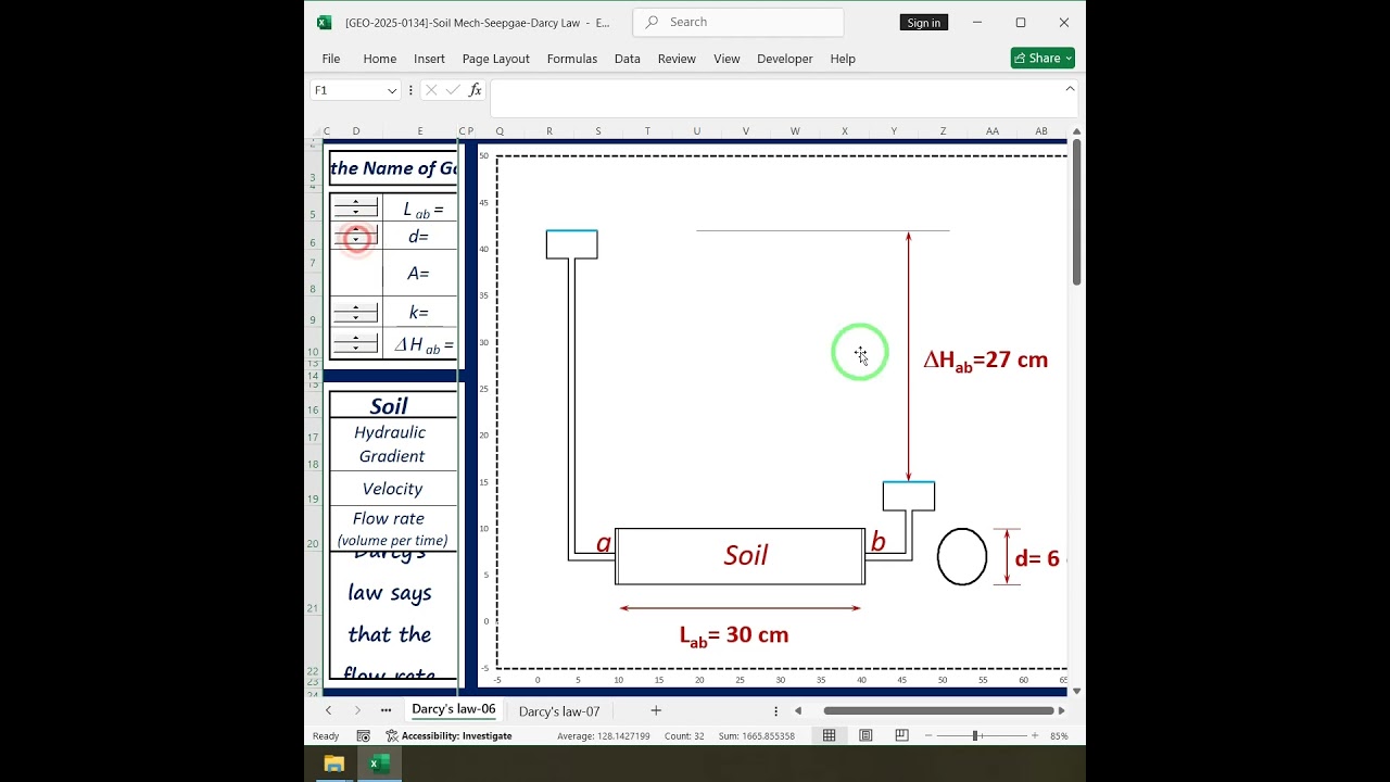 Soil Mechanics - Seepage-Darcy's Law #geotexcel