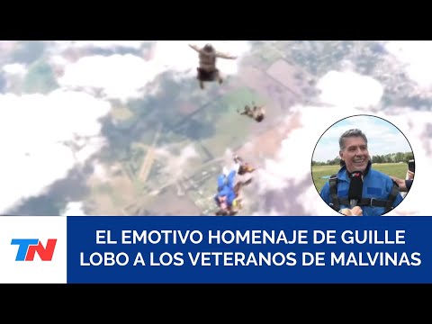 Guille Lobo saltó en paracaídas desde un avión a 4000 metros en homenaje a los veteranos de Malvinas
