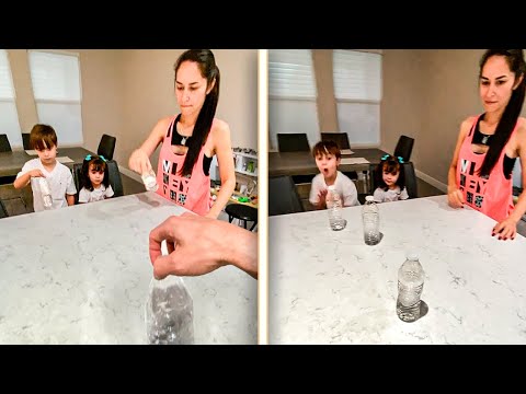 BOTTLE FLIP COM 3 GARRAFAS AO MESMO TEMPO - Família Brancoala #shorts